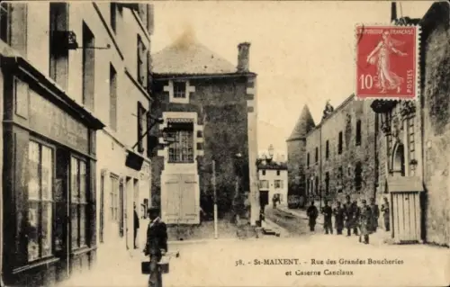 Ak Saint Maixent Deux Sevres, Rue des Grandes Boucheries, Caserne Canclaux