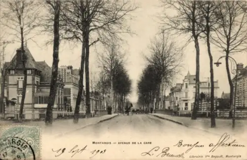 Ak Montargis Loiret,  Avenue de la Gare, Bäume, Straßenansicht, Poststempel
