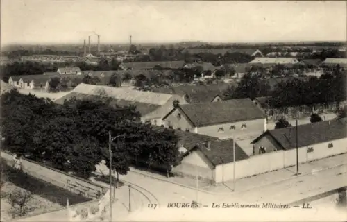 Ak Bourges Cher,  Militärische Einrichtungen, Fabriken, Bäume