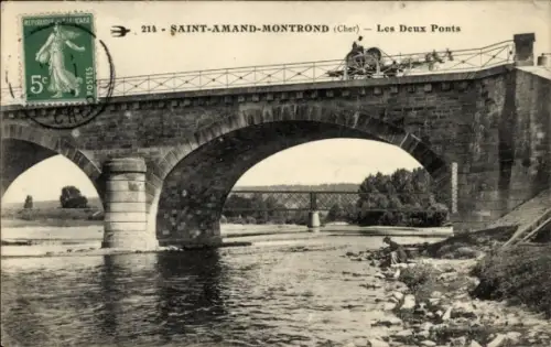 Ak Saint Amand Montrond Cher, Les Deux Ponts