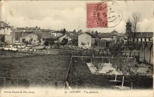 Ak Golbey Lothringen Vosges,  mit Landschaft, Häusern, Wäscheleinen, Bäumen, Stempel