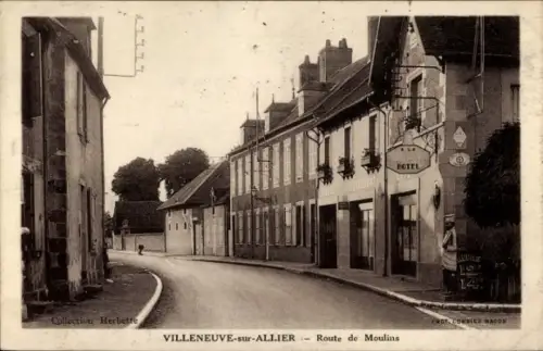 Ak Villeneuve sur Allier, Route de Moulins