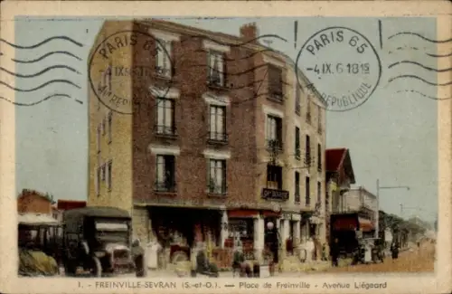 Ak Freinville Sevran Seine Saint Denis, Place de Freinville, Avenue Liégeard
