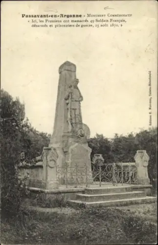 Ak Passavant en Argonne Marne, Monument Commemoratif