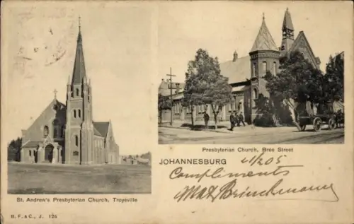 Ak Johannesburg Südafrika, Presbyterianische Kirche, Bree Street, St. Andrew's, Troyeville
