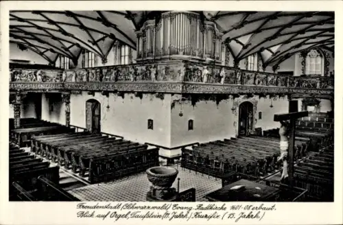 Ak Freudenstadt im Schwarzwald, Evang. Radtkirche, Orgel, Taufstein, historische Architektur