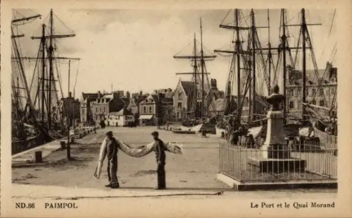 Ak Paimpol Côtes d’Armor, Hafen und der Morand Kai