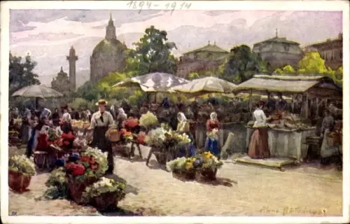 Künstler Ak Görtzinger H., Wien 6, Naschmarkt, BKWI