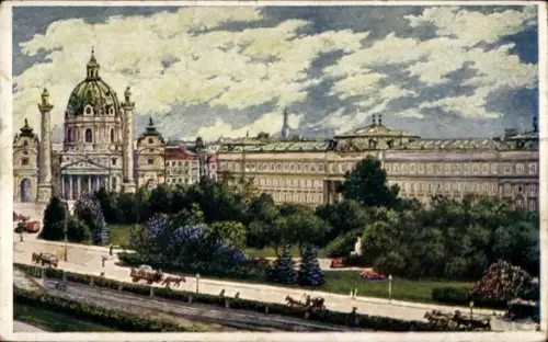 Künstler Ak Wien 4, Karlskirche, Technische Hochschule