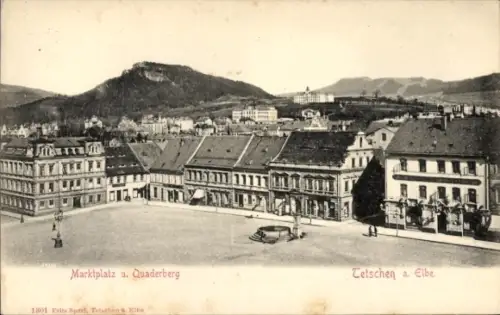 Ak Děčín Tetschen an der Elbe Region Aussig, Marktplatz und Quaderberg