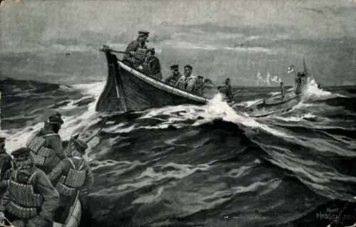 Ak Seenotrettung, Rettungsboot, Kaiserliche Marine