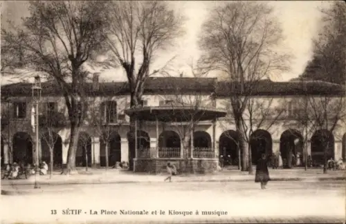 Ak Setif Algerien, Nationalplatz und der Musikpavillon