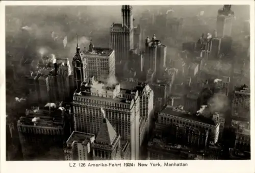 Sammelbild Zeppelin Weltfahrten Nr. 127 LZ 126 Amerika-Fahrt, New York, Manhattan
