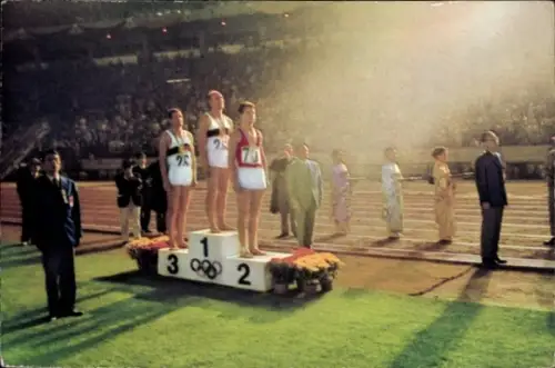 Sammelbild Olympiade Tokio 1964, Leichtathletik, Zehnkampf, Siegerehrung