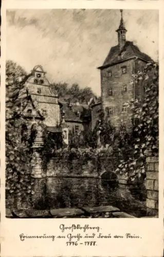 Künstler Ak Tröster, E., Großkochberg Uhlstädt-Kirchhasel, Erinnerung an Goethe und Frau Stein