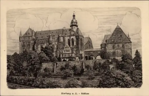 Künstler Ak Marburg an der Lahn, Schloss
