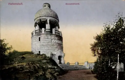Ak Halberstadt am Harz, Bismarckturm,  Aussichtsturm, Steinturm, Landschaft