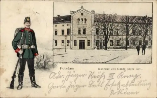 Passepartout Ak Potsdam, Kaserne, Garde-Jäger-Batl.