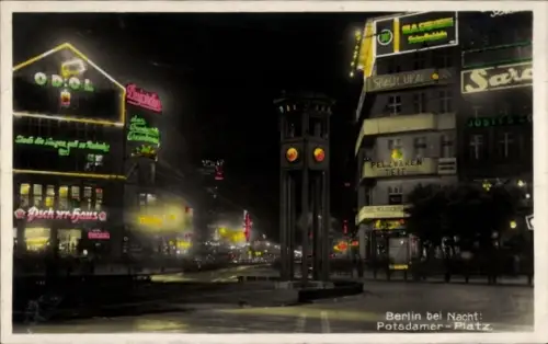 Ak Berlin Tiergarten, Potsdamer Platz bei Nacht, Oodol