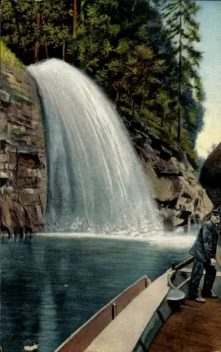 Ak Hřensko Herrnskretschen Elbe Region Aussig, Edmundsklamm, Wasserfall