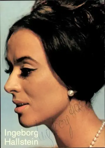 Autogrammkarte Opernsängerin Ingeborg Hallstein, Portrait, Autogramm
