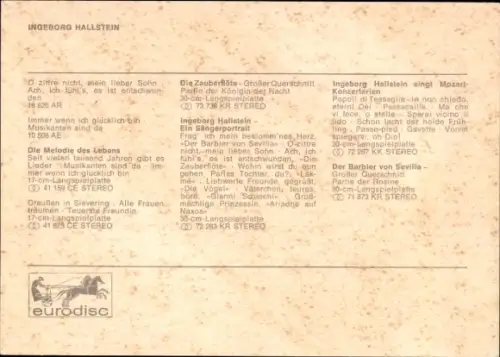 Autogrammkarte Opernsängerin Ingeborg Hallstein, Portrait, Autogramm