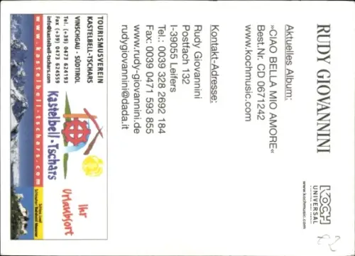 Autogrammkarte Opernsänger Rudi Giovannini, Portrait, Autogramm