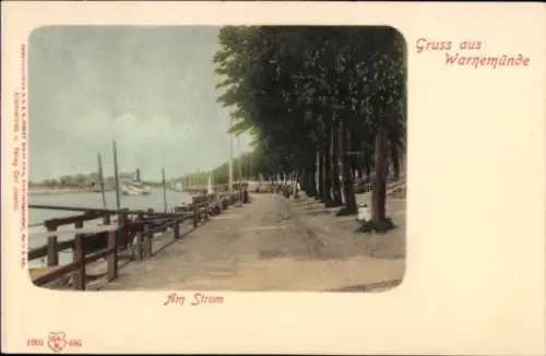 Ak Ostseebad Warnemünde Rostock, Am Strom