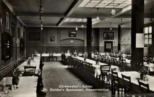 Ak Sokołowsko Görbersdorf Schlesien, Sanatorium Dr. Weicker, Speisesaal Männerstation