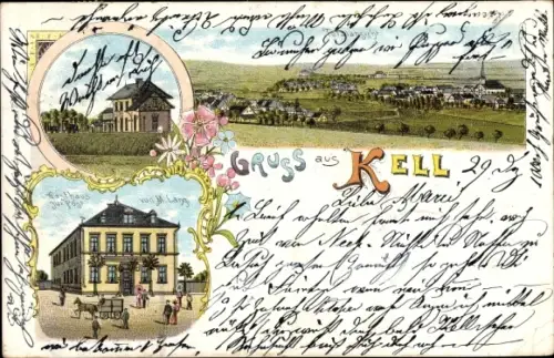 Litho Kell Rheinland Pfalz, Gasthaus zur Post, Inh. M. Lang, Totalansicht