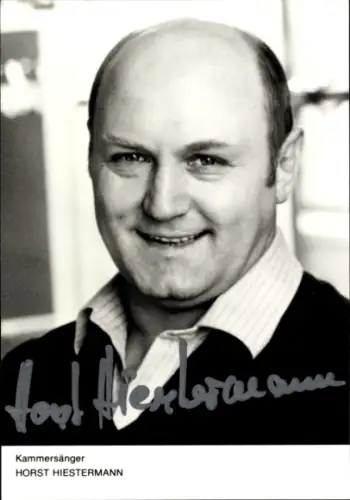 Autogrammkarte Kammersänger Horst Hiestermann, Portrait, Autogramm