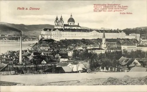 Ak Melk an der Donau Niederösterreich,  Donauberge, Gedicht von Felix Dahn