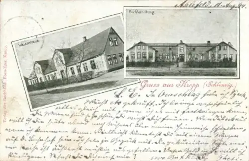 Ak Kropp in Schleswig Holstein, Waisenhaus und Buchhandlung
