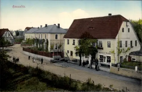 Ak Rausslitz Raußlitz Nossen in Sachsen, Straßenpartie