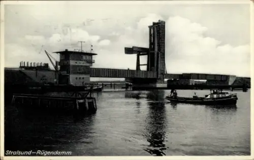 Ak Stralsund in Vorpommern, Rügendamm