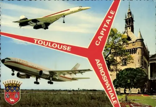 Ak Toulouse Haute Garonne, Capitale Aerospatiale, Concorde, L'Airbus A 300 B, Le Donjon du Capitole