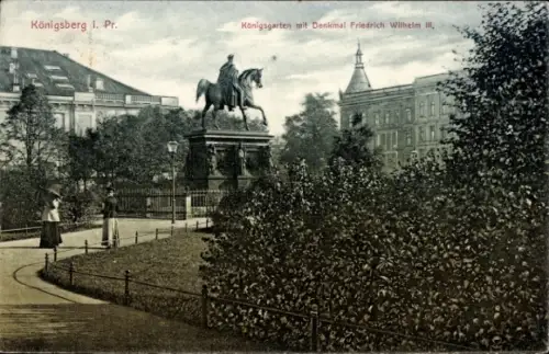 Ak Kaliningrad Königsberg Ostpreußen, Königsgarten, Denkmal Friedrich Wilhelm III.