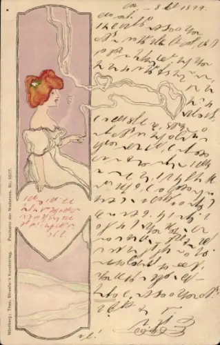 Jugendstil Künstler Ak Kirchner, R., Rauchende Frau