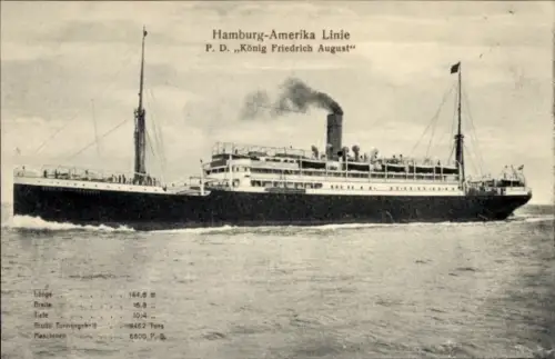 Ak HAPAG Dampfer König Friedrich August, Passagierschiff