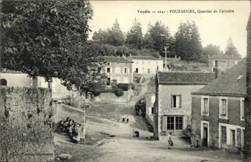 Ak Pouzauges Vendée, Quartier du Calvaire