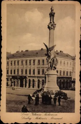 Ak Lwów Lemberg Ukraine, Mickiewicz Monument