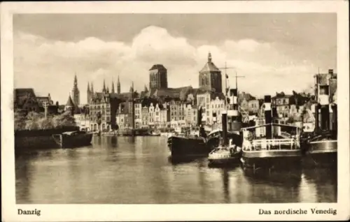 Ak Gdańsk Danzig, Das nordische Venedig, Dampfer