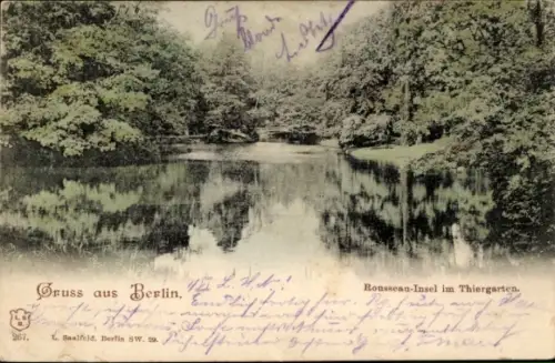 Ak Berlin Tiergarten, Rousseau Insel im Tiergarten