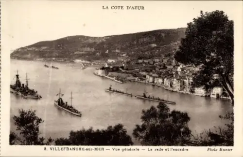 Ak Villefranche sur Mer Alpes Maritimes, Gesamtansicht