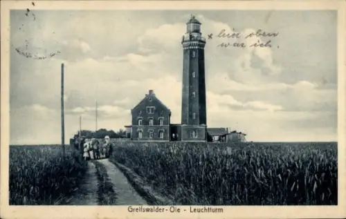 Ak Insel Oie, Greifswalder Oie, Leuchtturm