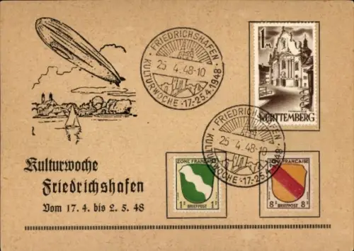 Ak Friedrichshafen am Bodensee, Kulturwoche 1948, Zeppelin