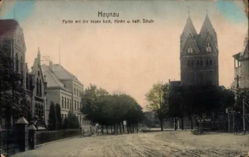 Ak Chojnów Haynau Schlesien, Katholische Kirche, Katholische Schule