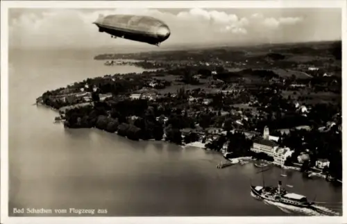 Ak Bad Schachen Lindau am Bodensee Schwaben, Fliegeraufnahme, Ort, Zeppelin