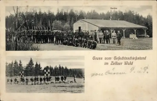 Ak Zella Nossen in Sachsen, Gefechtsschießstand im Zellaer Wald, Kantine