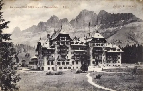 Ak Lago di Carezza Karersee Südtirol, Hotel, Rosengarten